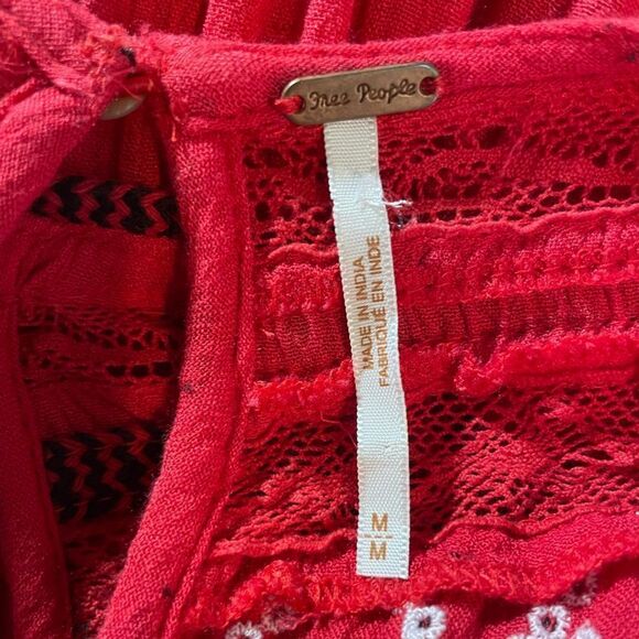 Free People Red Embroidered Blouse - Picture 3 of 11